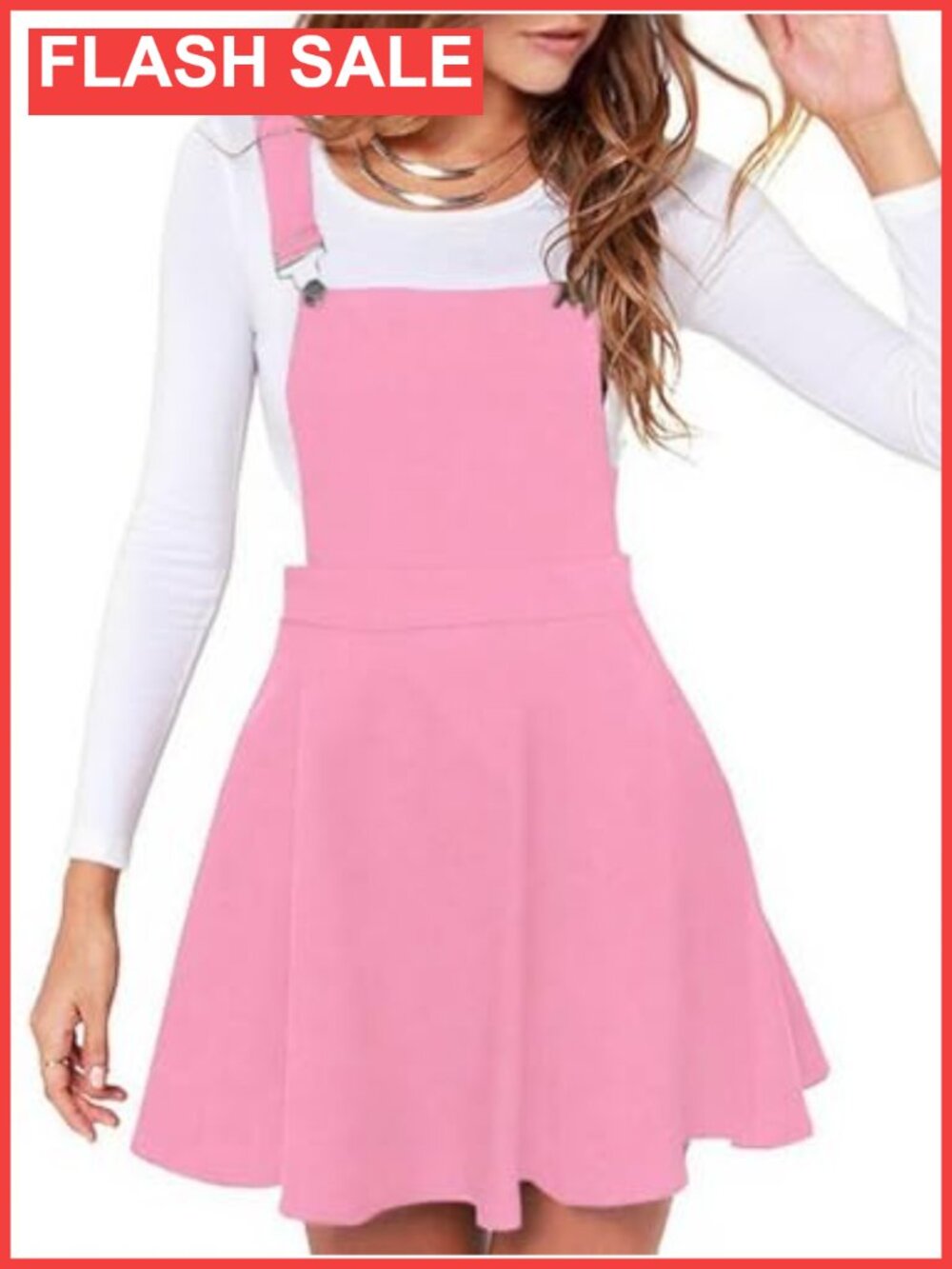 Pleated Mini A-Line Pinafore Dress with Adjustable Suspenders